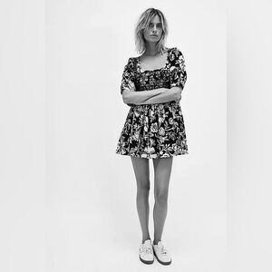 NWT FREE PEOPLE Dear Delilah Mini Dress | Denim Combo MSRP $128 Size M